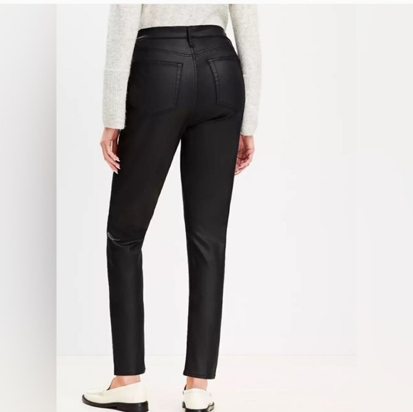 NEW Ann Taylor Loft Black Coated Faux Leather Skinny Pants 30 10 - Picture 8 of 8